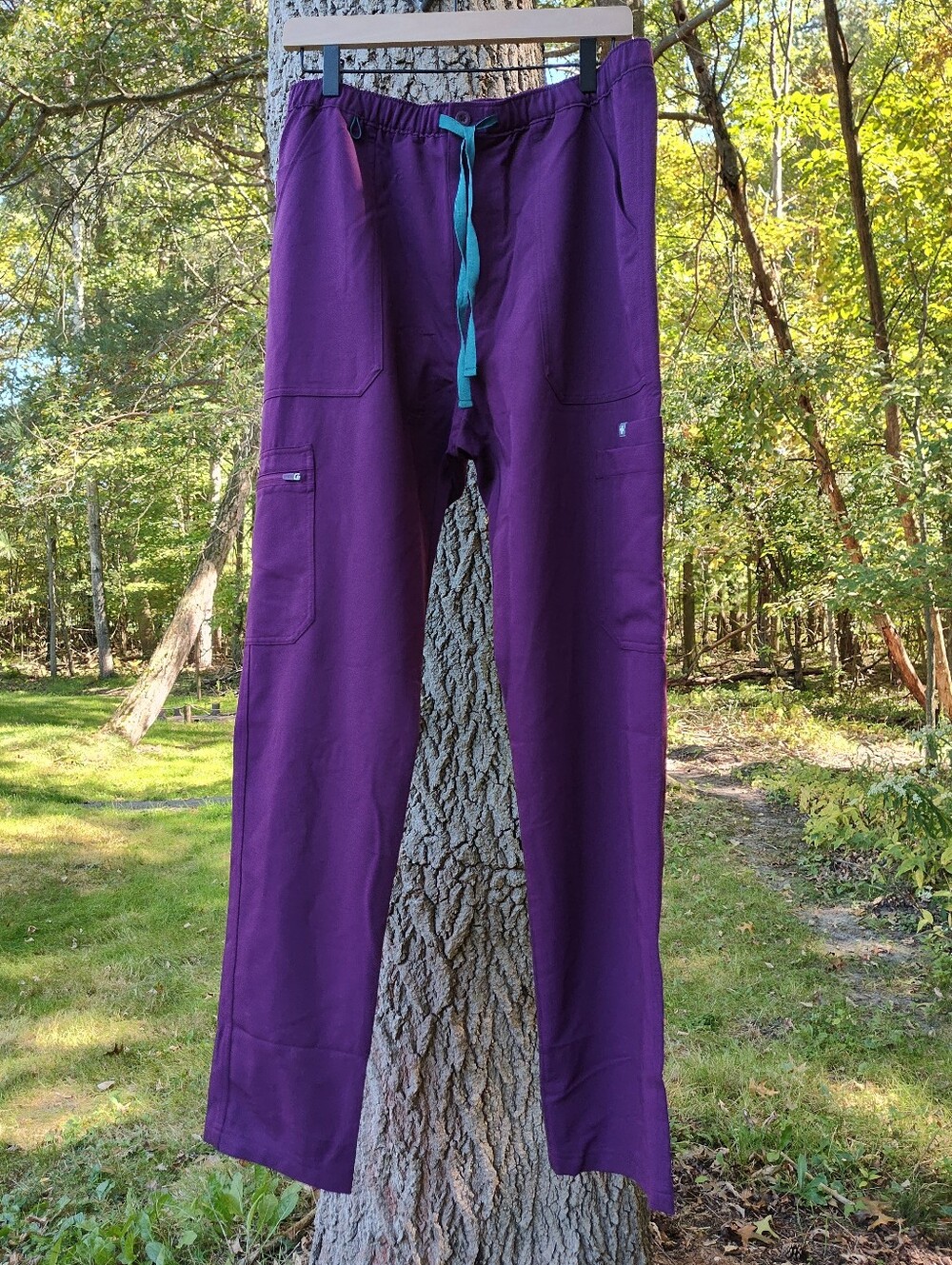 FIGS Men’s L Tall Dark Purple Cairo Straight-Leg Scrub Pant  Zip Fly 33" Inseam